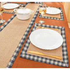 Jute Table Mat Set With border -Balck check