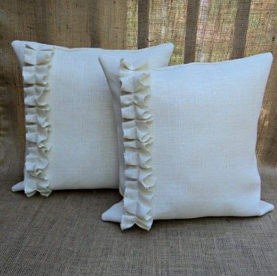 Pack of 2 Foxy Frill Jute Cushion Cover- off White - 99 Bedding Store