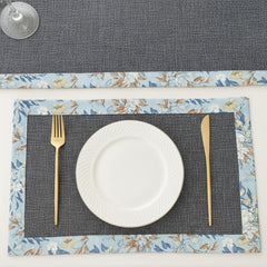 Charcoal Grey Jute Dinning Set With Printed Border-