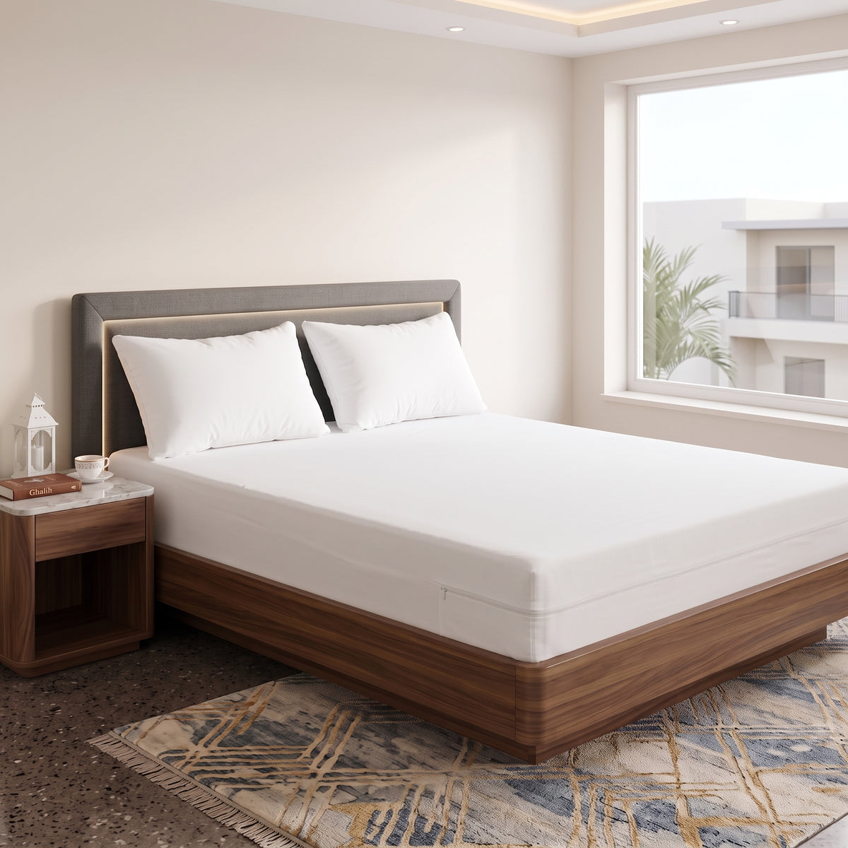 100% Cotton Zipper Mattress Cover - White
