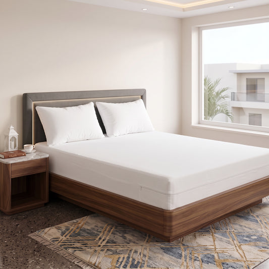 100% Cotton Zipper Mattress Cover - White