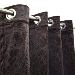 Branched Leaves Embossed Velvet Curtains Pair