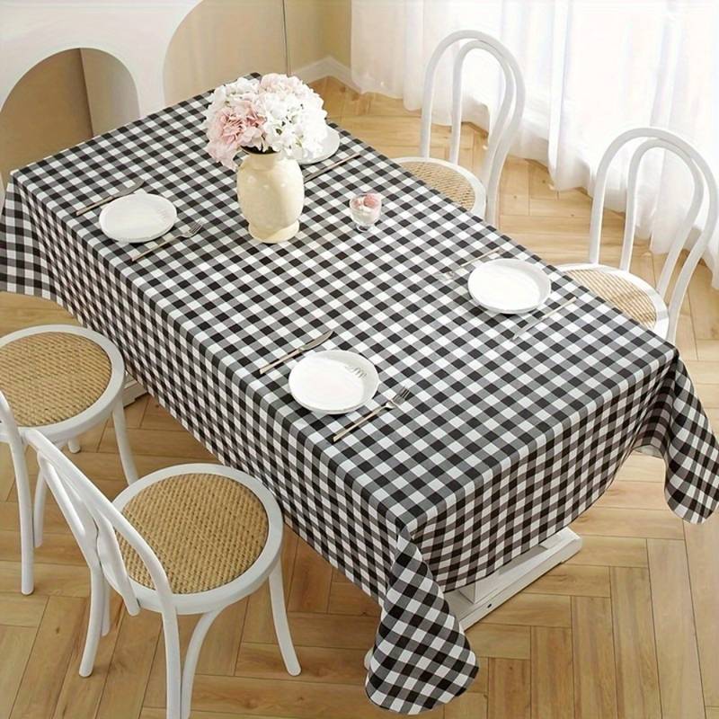 Waterproof Decorative Printed Cotton Table cover -Black Check - 99 Bedding Store