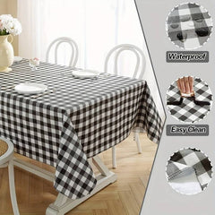 Waterproof Decorative Printed Cotton Table cover -Black Check - 99 Bedding Store