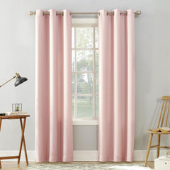 2 PC Plain Dyed Eyelet Curtains with lining- Baby Pink - 99 Bedding Store