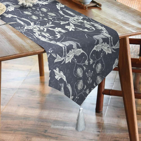Durable Cotton Satin Printed Table Runner With Tesal -Safari