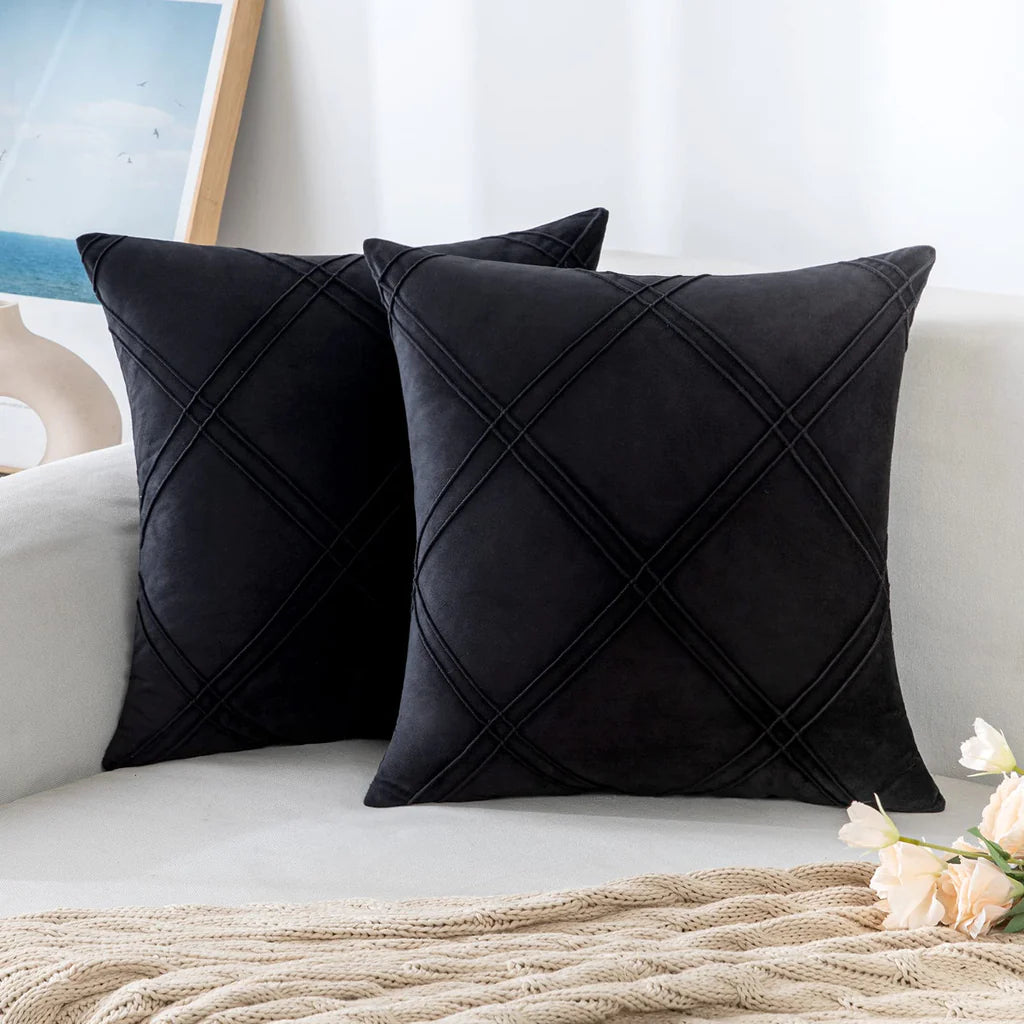 Velvet Decorative Double Cross Pleated Cushions - 99 Bedding Store