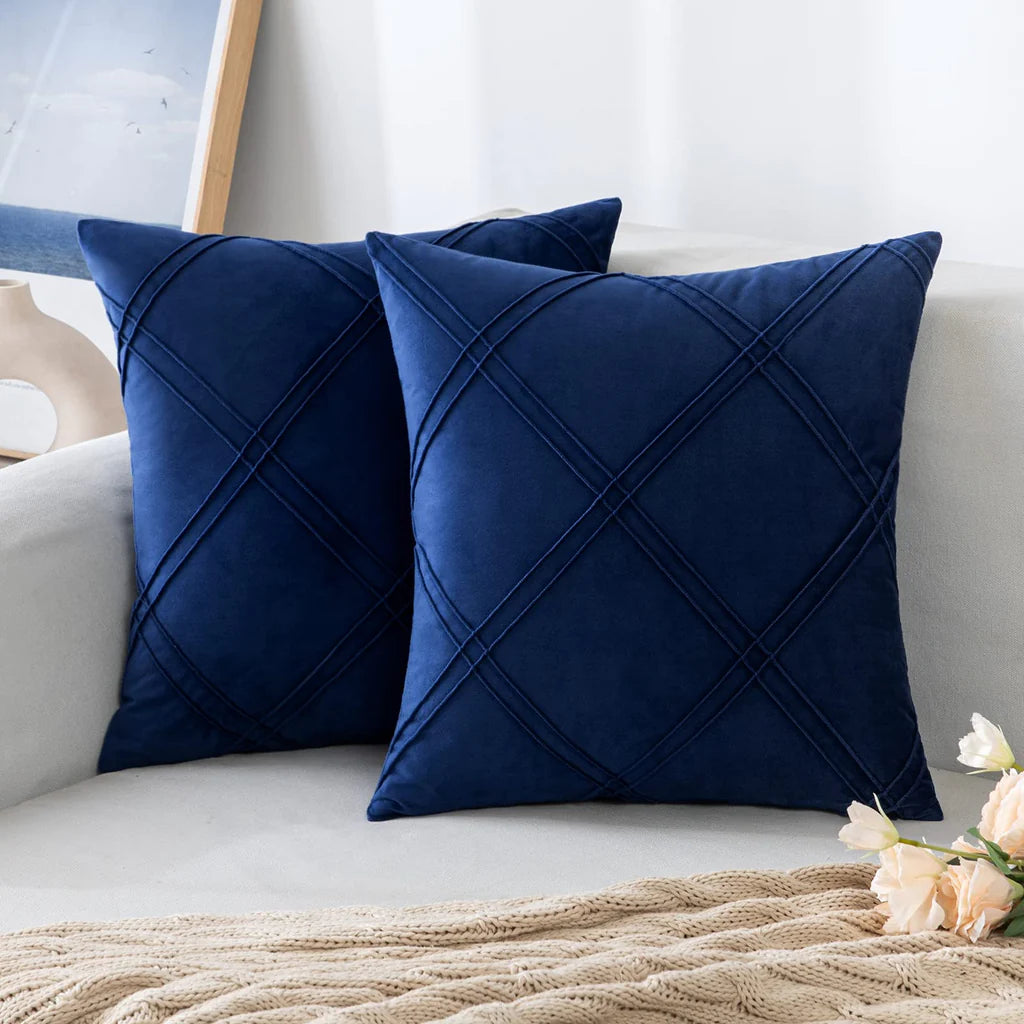 Velvet Decorative Double Cross Pleated Cushions - 99 Bedding Store