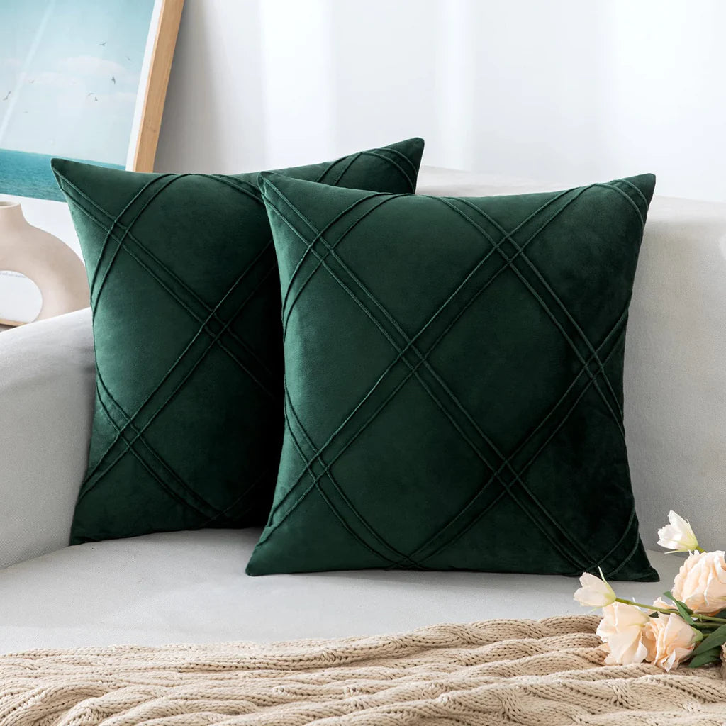 Velvet Decorative Double Cross Pleated Cushions - 99 Bedding Store