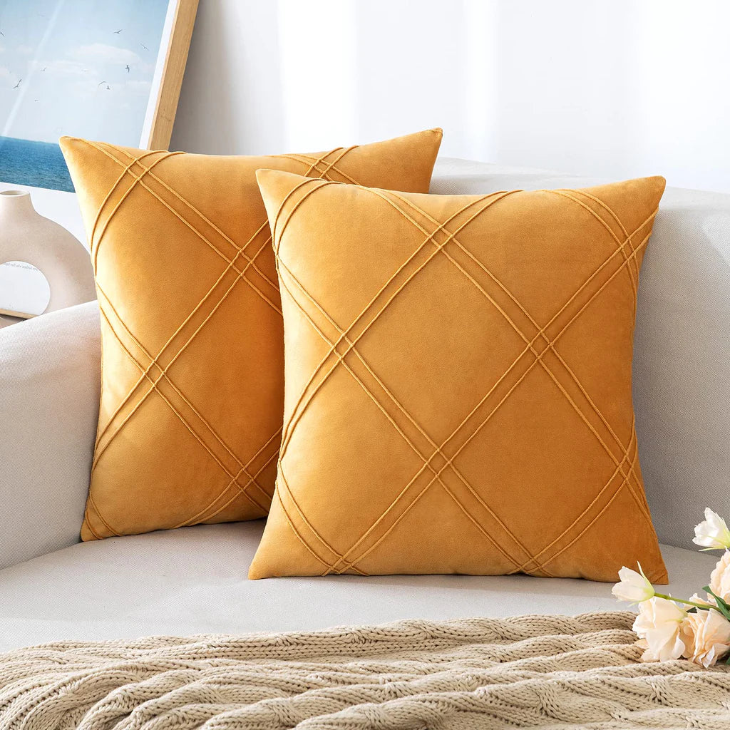 Velvet Decorative Double Cross Pleated Cushions - 99 Bedding Store