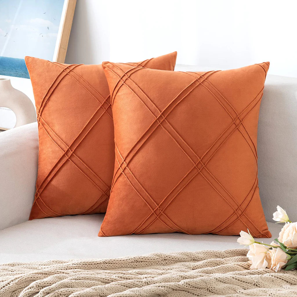 Velvet Decorative Double Cross Pleated Cushions - 99 Bedding Store