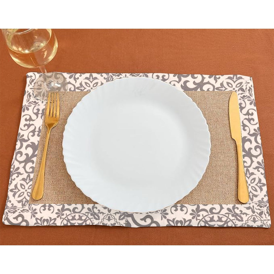 Jute Dinning Set With Border- Grey Morocen