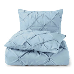 Luxury Cotton Satin Pintuck Duvet Cover Set - Sky Blue - 99 Bedding Store