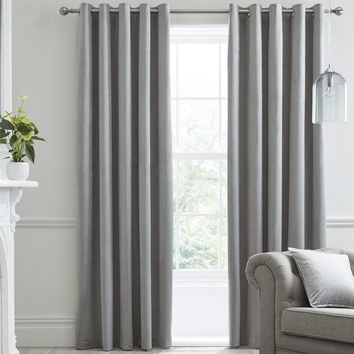 2 PC Plain Dyed Eyelet Curtains with lining-Silver - 99 Bedding Store