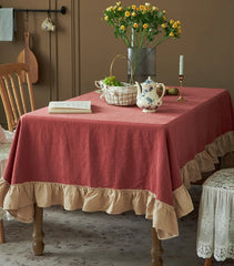 Decorative Cotton Contrast Frilled Table Covers