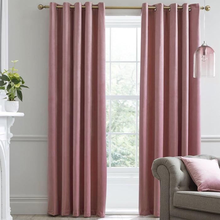 2 PC Plain Dyed Eyelet Curtains with lining-Tea Pink - 99 Bedding Store