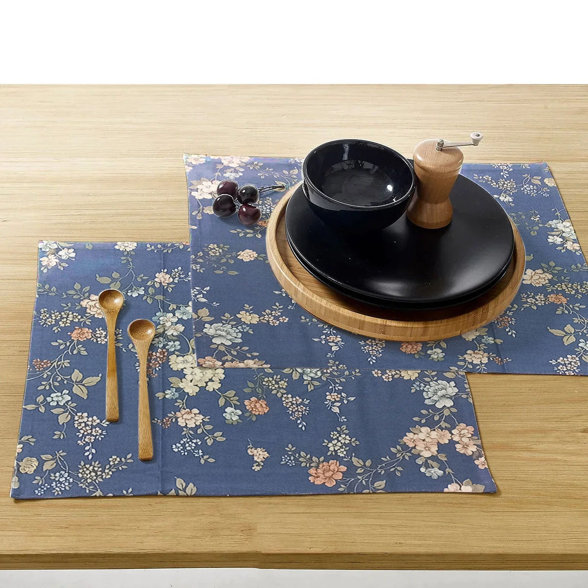 Printed CottonRe Revrsable Dinning Set -Night Garden Blue