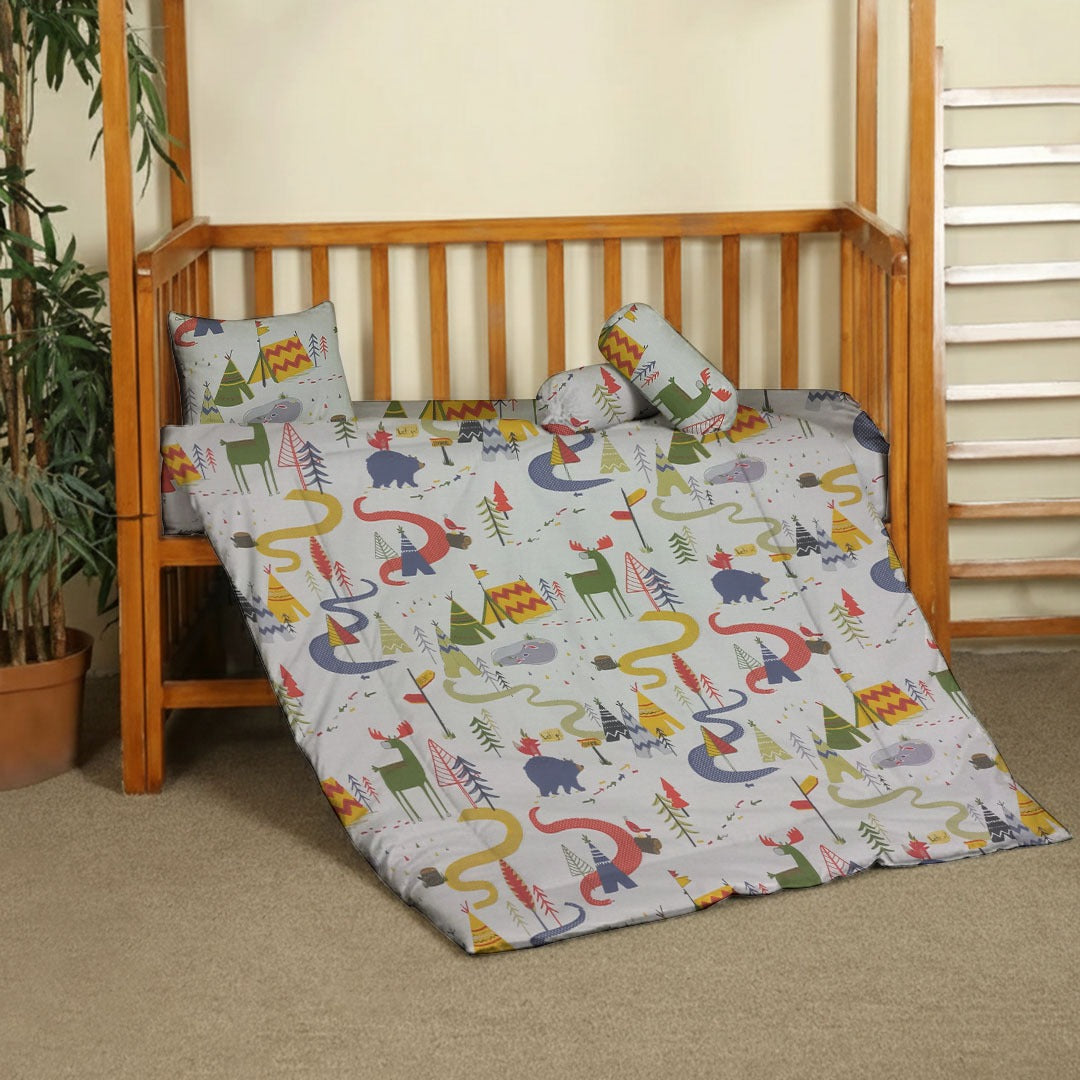 Pcs Printed Baby cot set- Safari Land
