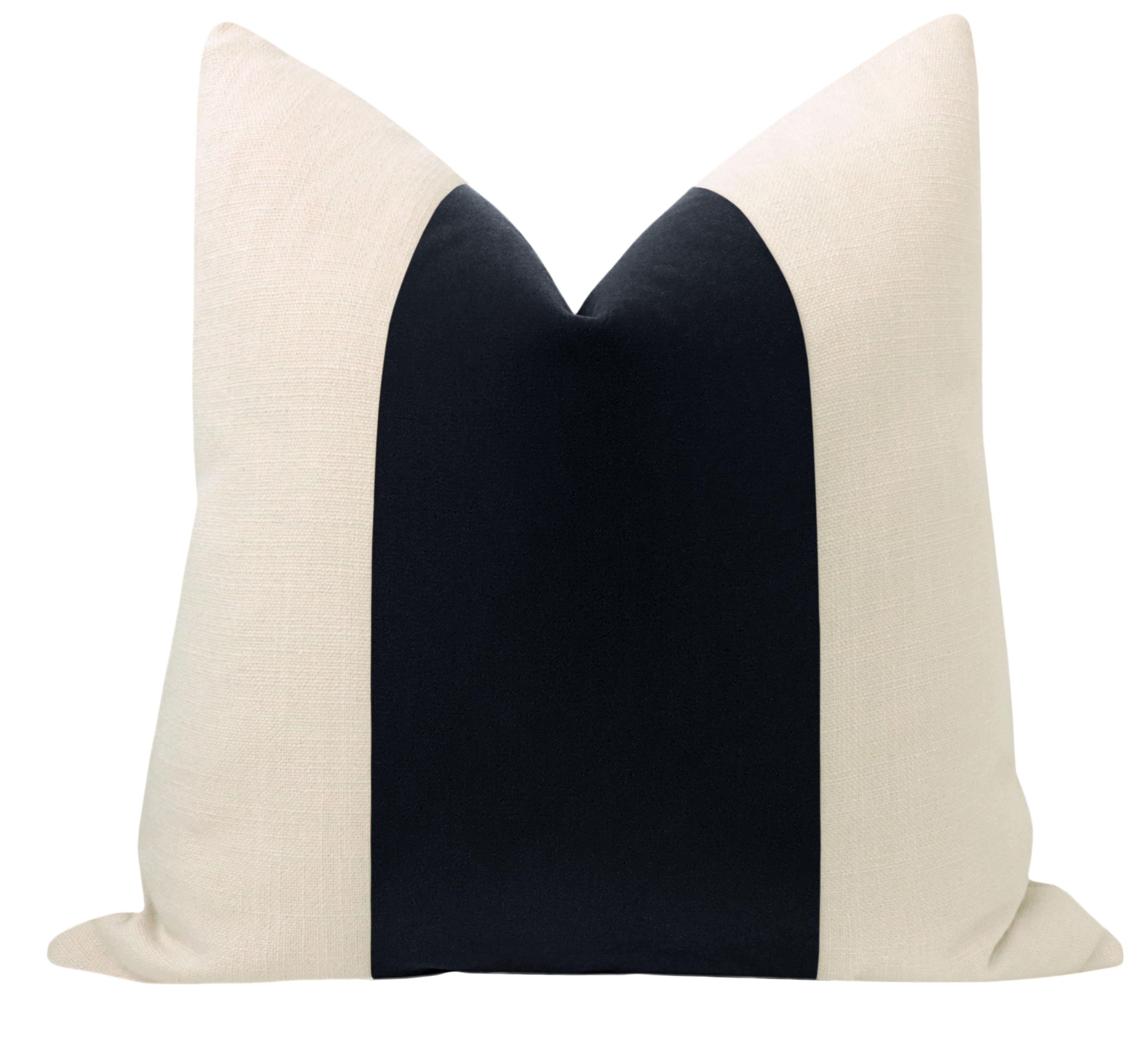 Packof 2 Classic Espresso Velvet Panel With Oatmeal Cotton Cushions - 99 Bedding Store