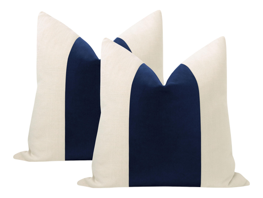 Packof 2 Classic Espresso Velvet Panel With Oatmeal Cotton Cushions - 99 Bedding Store