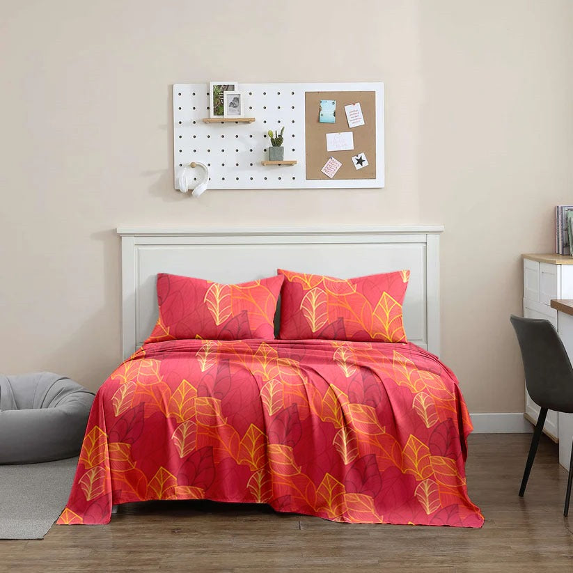 Cotton Printed Double Bed sheet Abis  red