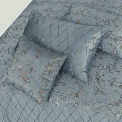 8 Pcs Greek Border Velvet Duvet Cover Set - Silver Grey