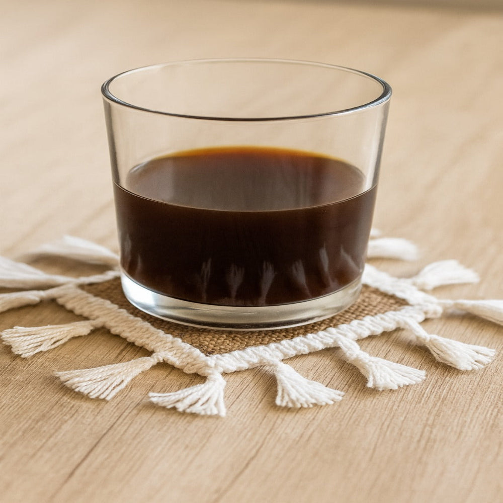 Jute Coasters Set Brown With Tasels