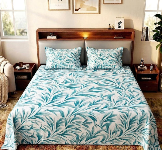 Green Leaf Printed Double Bed sheet