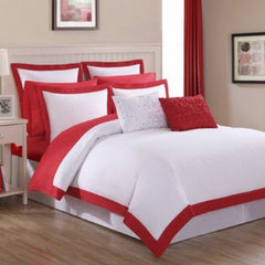 Luxury Plain Dyed Cotton Duvet Cover Set with border