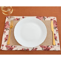 Jute Table Mat Set With border - Rose Garden