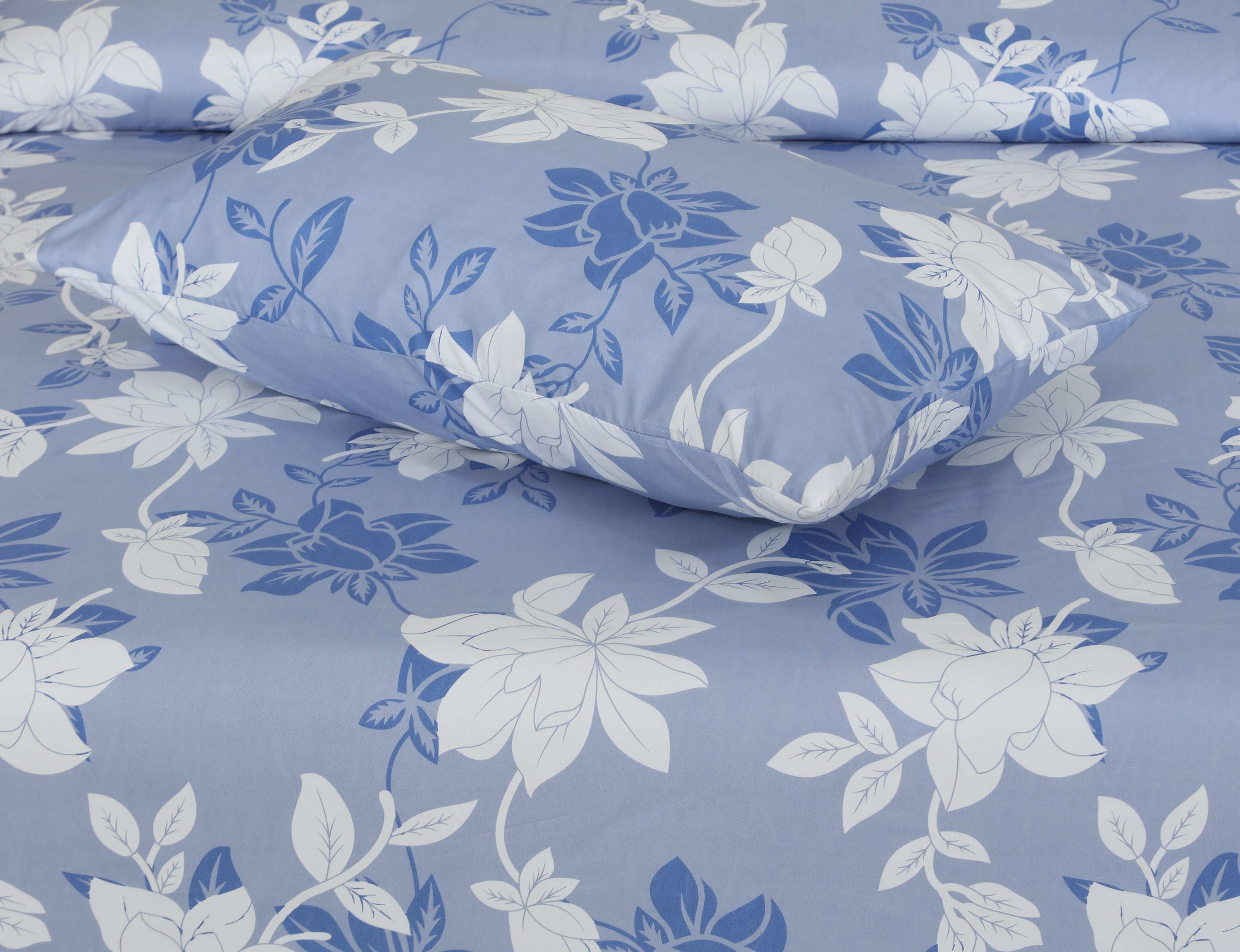 Printed Double Bed sheet Set Rose Garden Blue