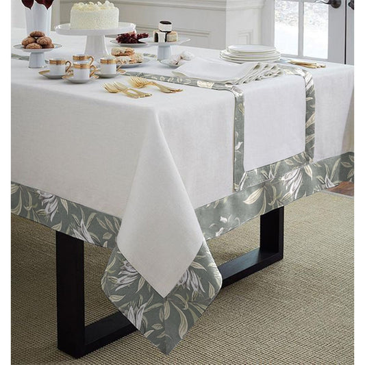 Decorative Tablecloth With Print Bordered Green Garden