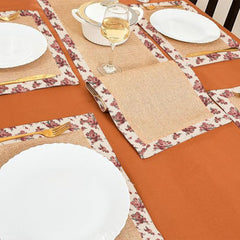 Jute Dinning Set With Border- Rose Garden