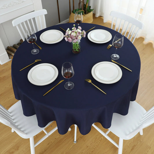 Decorative Cotton Round Tablecloth - Navy