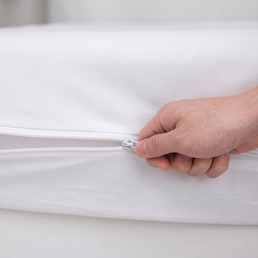 100% Cotton Zipper Mattress Cover - White