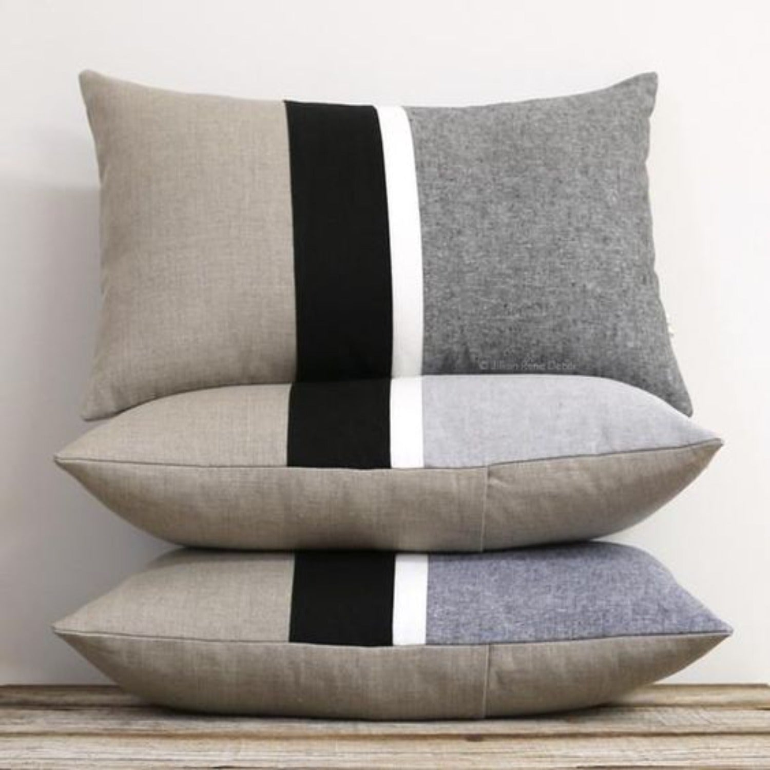 Pack of 3 Mono Grey and Black Jute Cushions - 99 Bedding Store