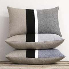 Pack of 3 Mono Grey and Black Jute Cushions - 99 Bedding Store