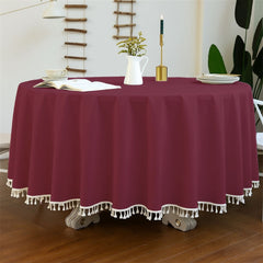 Cotton Decorative Round Tablecloth With Tesals-