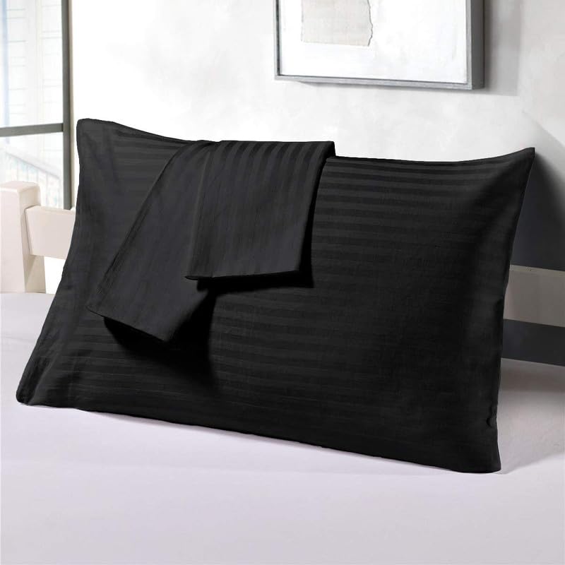 Pack of 2 Luxury Satin strip pillow covers