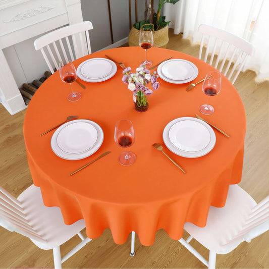 Decorative Cotton Round Tablecloth - Orange