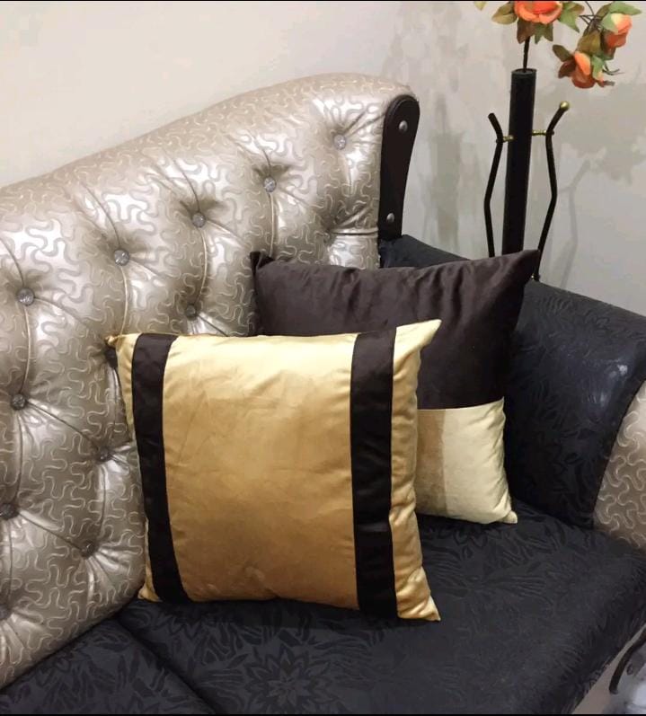 pack of 5 Cabana Strip Cushion Cover Gold and Brown