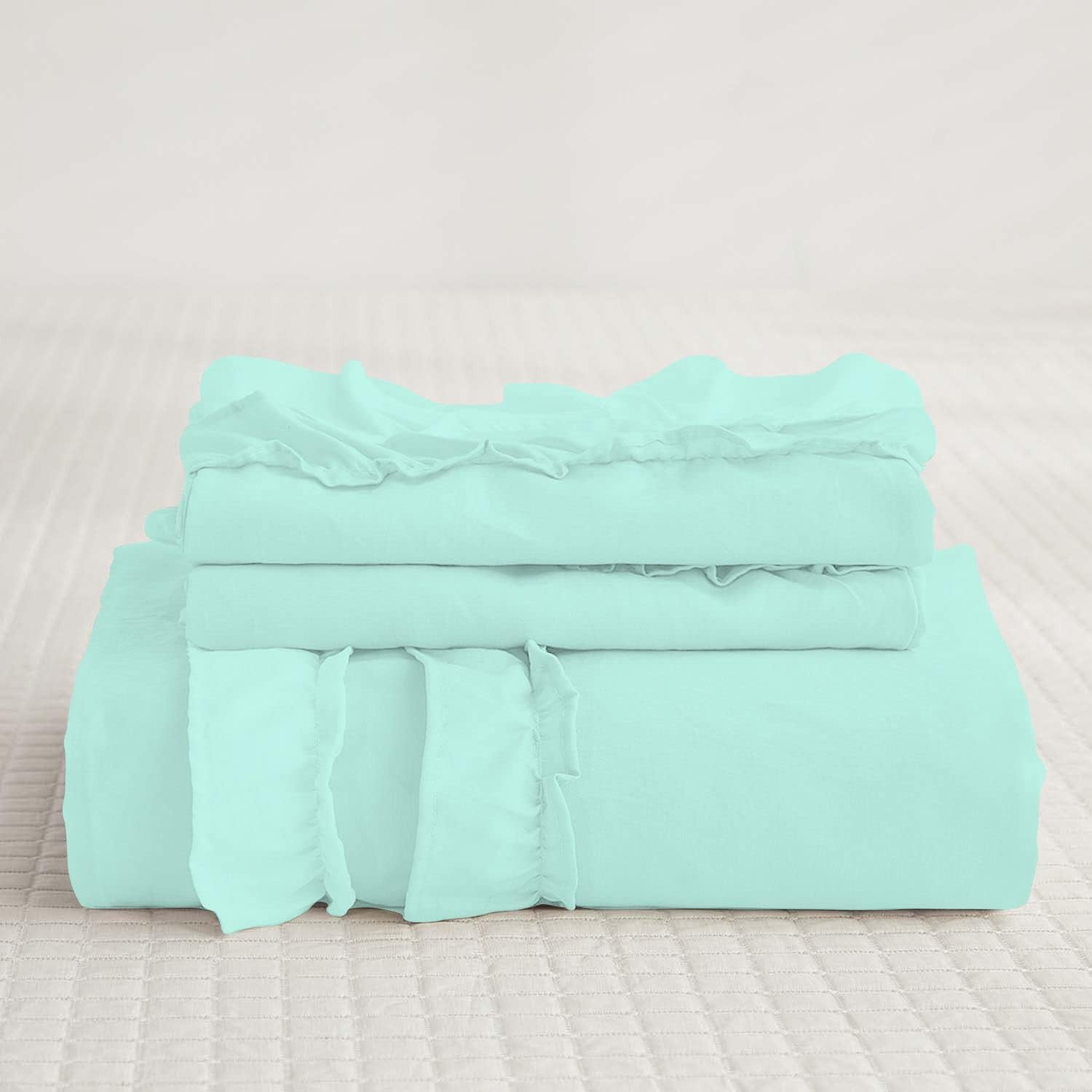 Luxury Cotton Frilled Duvet Set -Mint - 99 Bedding Store