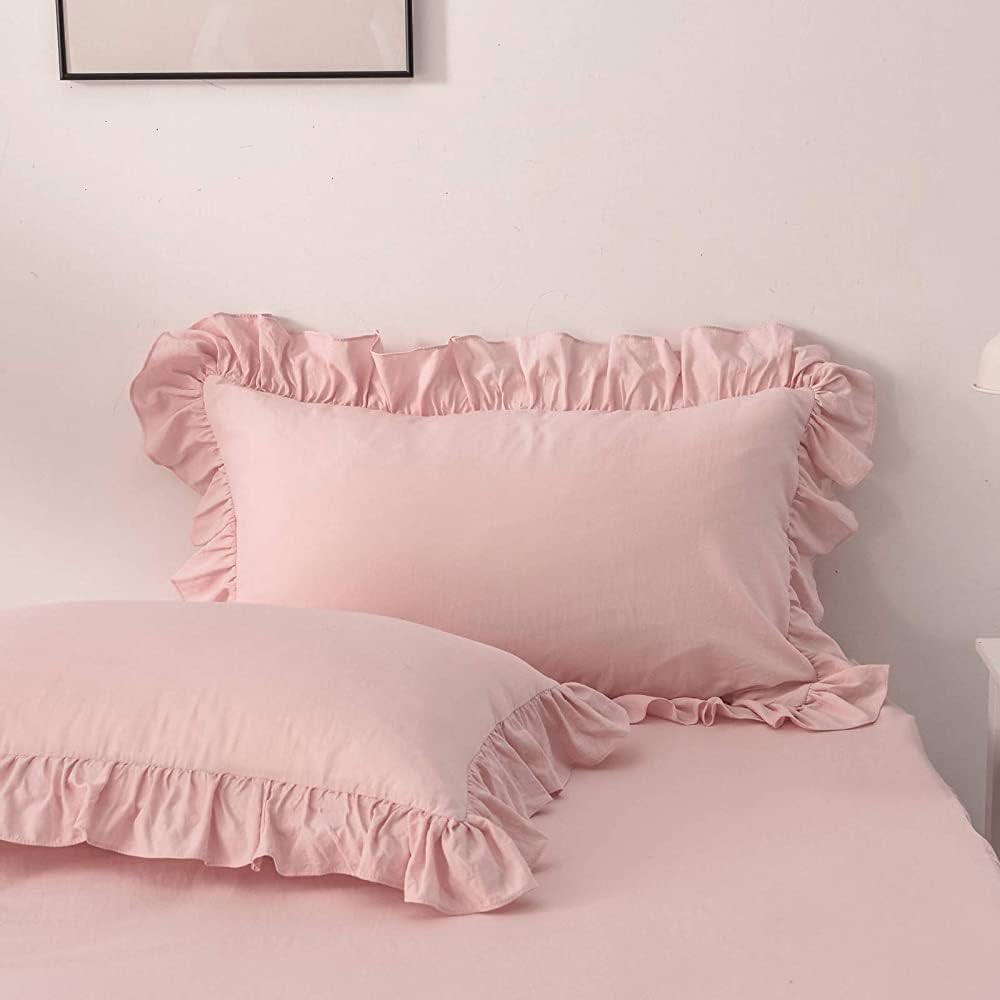 Luxury Cotton Frilled Duvet Set Pink - 99 Bedding Store