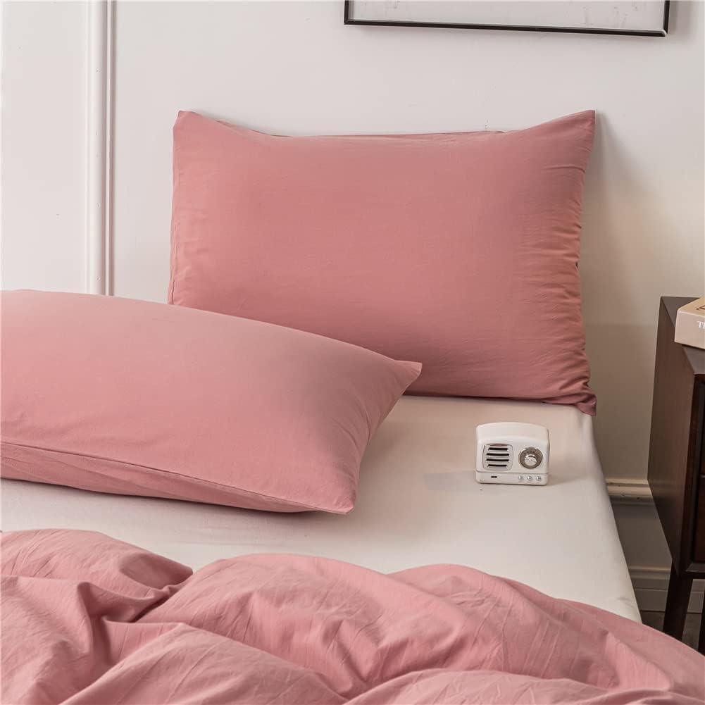 Plain Dyed Duvet Cover Set-Pink - 99 Bedding Store