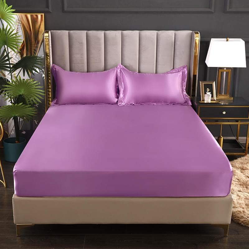 Luxury Egyptian Cotton Satin Fitted Sheet Set - Lilac - 99 Bedding Store