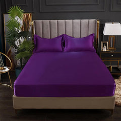 Luxury Egyptian Cotton Satin Fitted Sheet Set - Purple - 99 Bedding Store