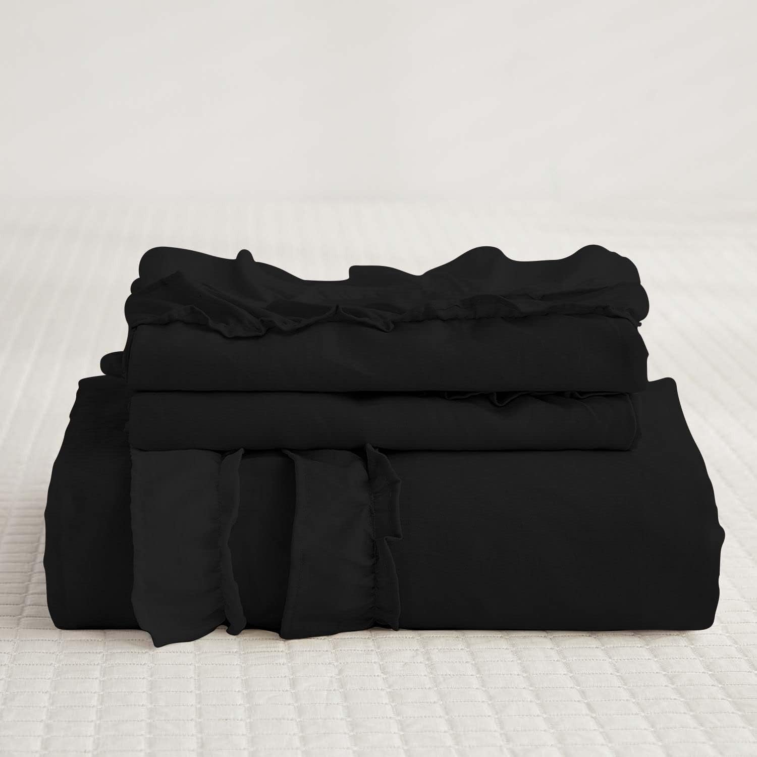 Luxury Cotton Frilled Duvet Set Black - 99 Bedding Store