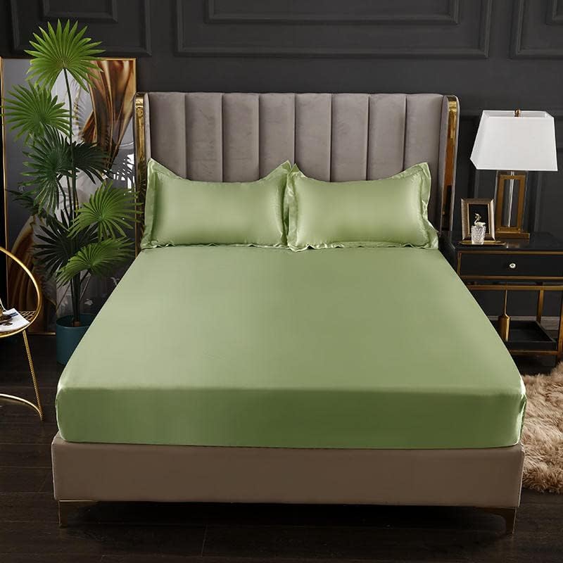 Luxury Egyptian Cotton Satin Fitted Sheet Set - Light Green - 99 Bedding Store