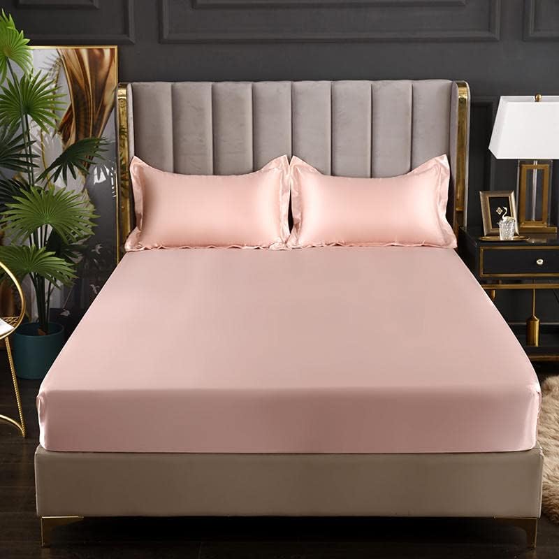 Luxury Egyptian Cotton Satin Fitted Sheet Set - Pink - 99 Bedding Store