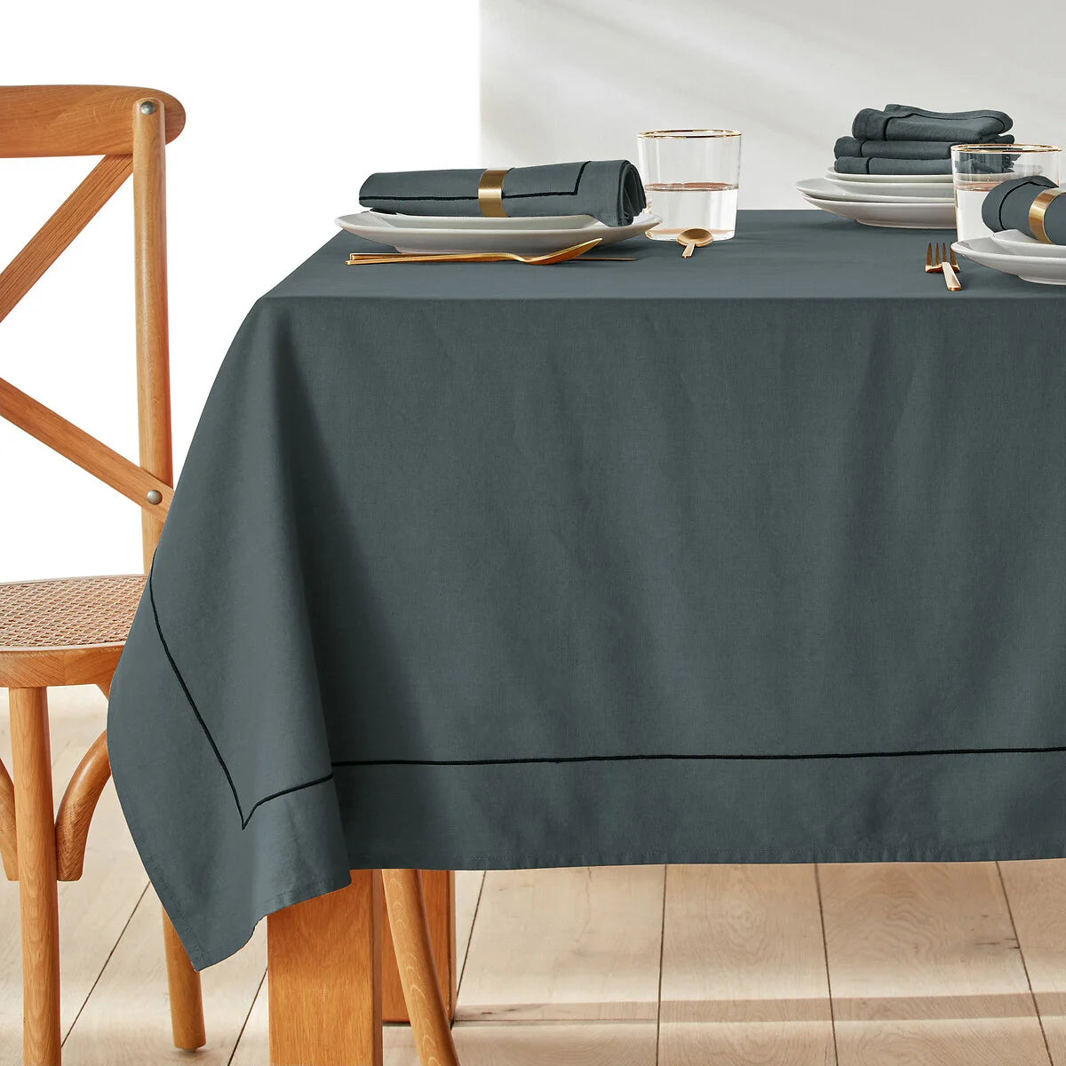 100%Cotton Dinning Set With Barrata - Charcoal Grey - 99 Bedding Store